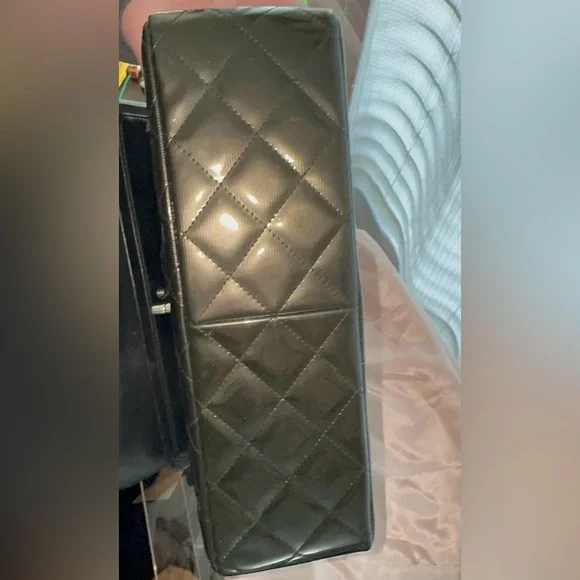 EUC Chanel JUMBO Double Flap Striated Green Quilted Patent Leather Shoulder Bag - Picture 5 of 16